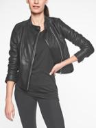 Athleta Womens Leather Moto Jacket Black Size M