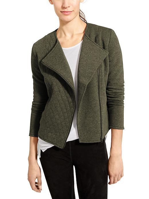 Athleta Womens Belvedere Moto Jacket Size L - Ancient Forest Heather
