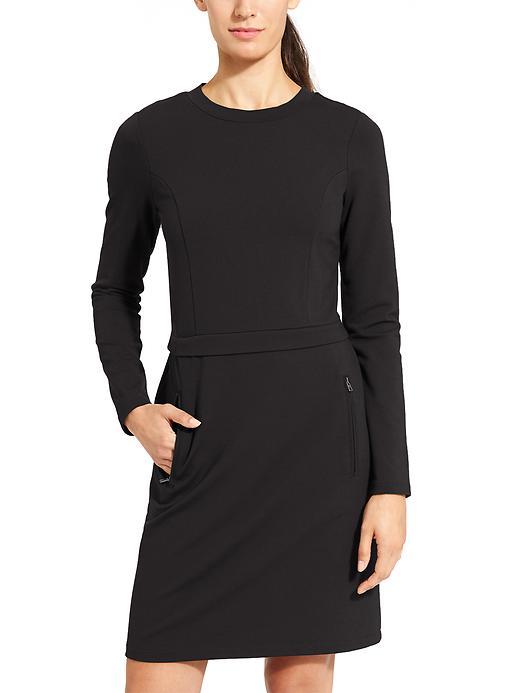 Athleta Womens Ponte Zip Dress Size L - Black