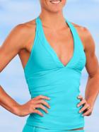 Athleta Womens Shirrendipity Halter Tankini Size S - Wave Blue