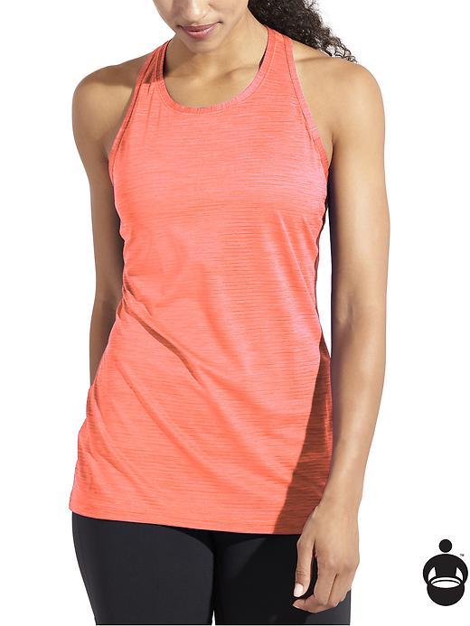 Athleta Womens High Neck Shadow Stripe Chi Tank Size L - Sunset Glow