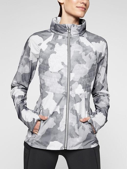 Athleta Womens Elevation Jacket Grey Camo Size S