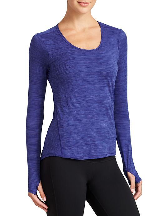 Athleta Womens Shadow Stripe Chi Top Size L Tall - Sapphire