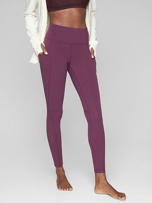 Athleta Womens Laser Cut Salutation Tight Light Plum Size Xl