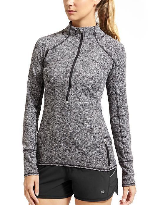 Athleta Womens Running Wild 3.0 Half Zip Size L - Charcoal Heather