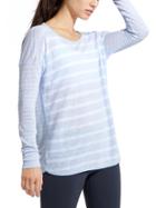 Athleta Womens Stripe Newport Top Size L - Pure Blue/bright White