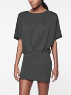 Athleta Womens Pronto Pleated Dress Black Olive Size L