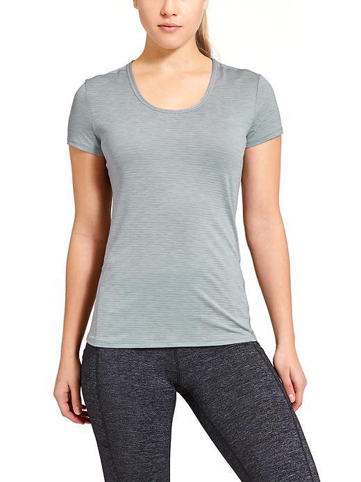 Athleta Womens Shadow Stripe Chi Tee Size Xs - Slate Grey