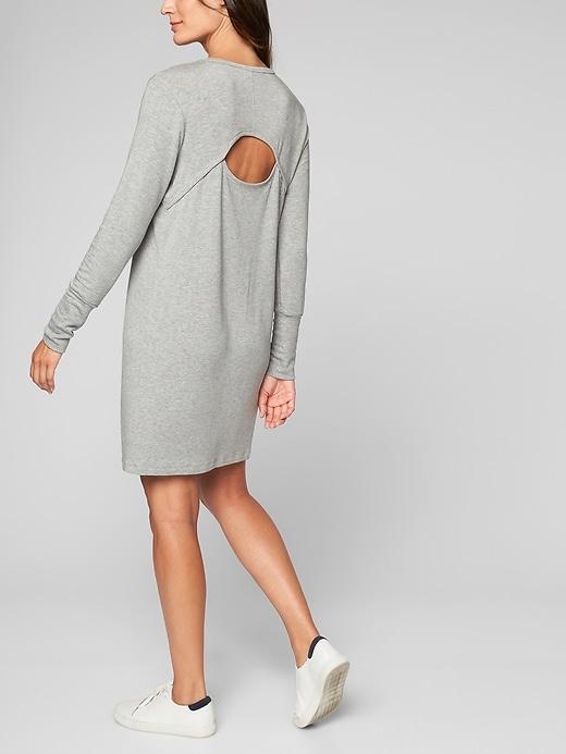 Athleta Womens Crossover Sweatshirt Dress Light Grey Heather Size S