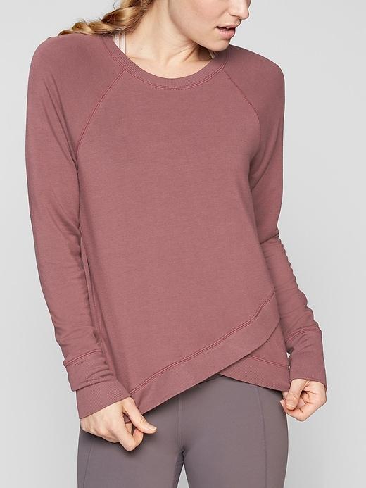 Athleta Womens Criss Cross Sweatshirt Crushed Berry Size M