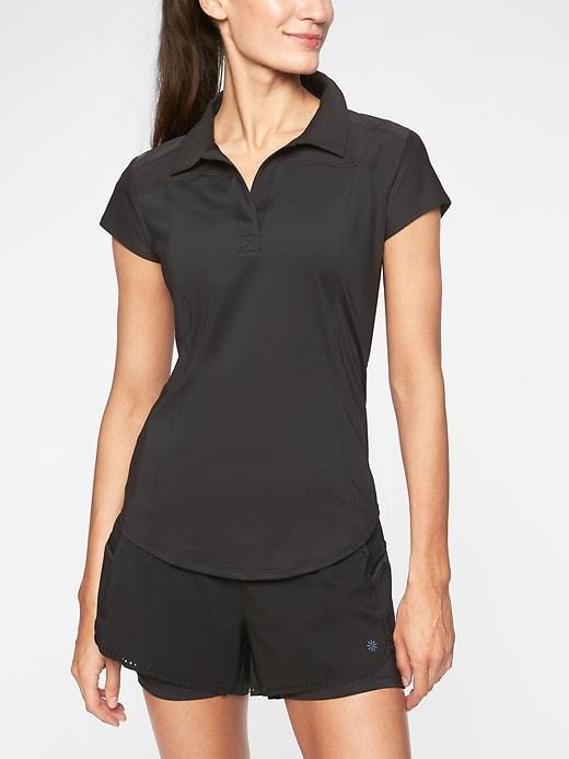 Athleta Womens Caddy Polo Black Size M