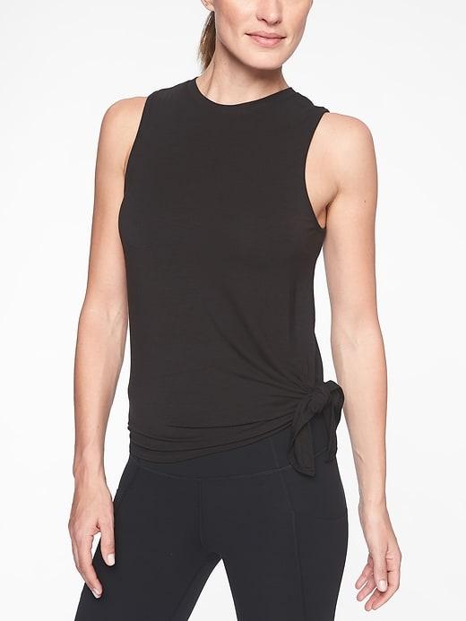 Athleta Womens Cloudlight Asym Side Tie Tank Black Size L