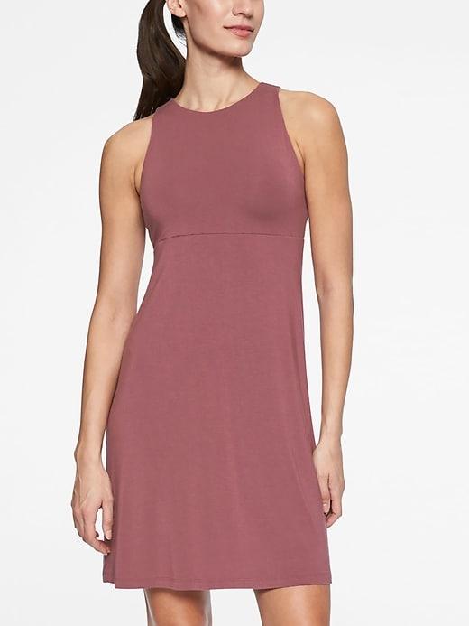 Athleta Womens Santorini High Neck Solid Dress Crushed Berry Size S