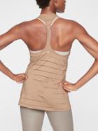 Athleta Womens Stripe Mesh High Neck Chi Tank Maple Beige Size 1x