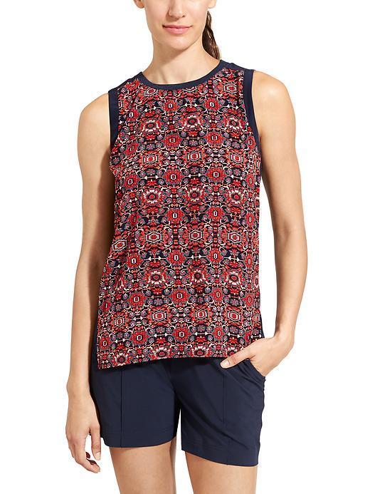 Athleta Womens Poppy Mixed Media Tank Size L - Navy