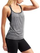 Athleta Womens Shadow Stripe Energize Tank Size Xs - Slate Grey/black