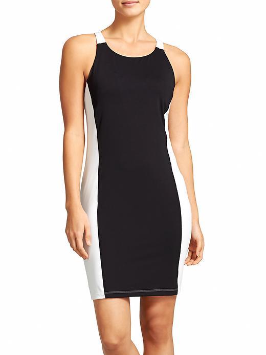 Athleta Womens Colorblock Swim Dress Size L Tall - Black/bright White