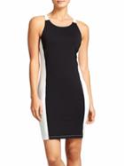 Athleta Womens Colorblock Swim Dress Size L Tall - Black/bright White