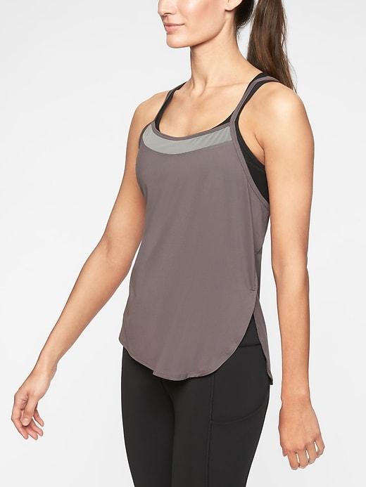 Athleta Womens Strappy Back Chi Tank Silver Bells Size L