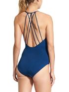 Athleta Womens Aqualuxe Molded Cup One Piece Size L - Prussian Blue
