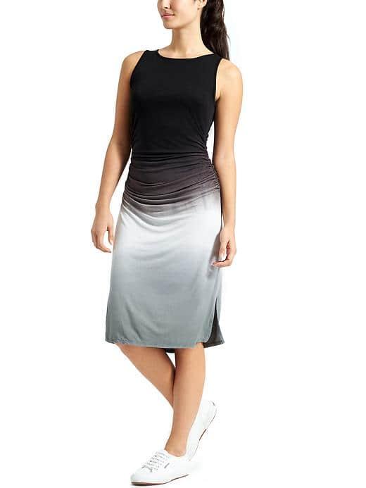 Athleta Womens Tie Dye Tank Middy Dress Size L - Black Ombre