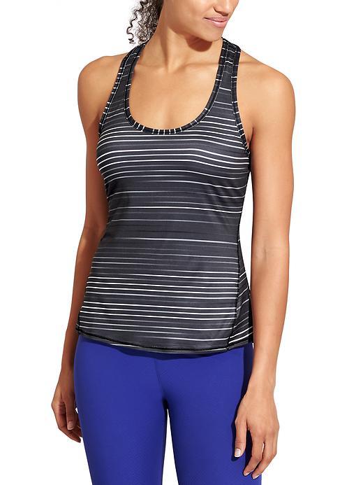 Athleta Womens Fusion Stripe Chi Tank Size L Tall - Black