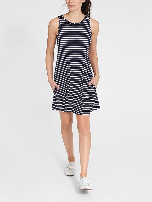 Athleta Womens Super Swing Dress Size M - Navy/grey Heather