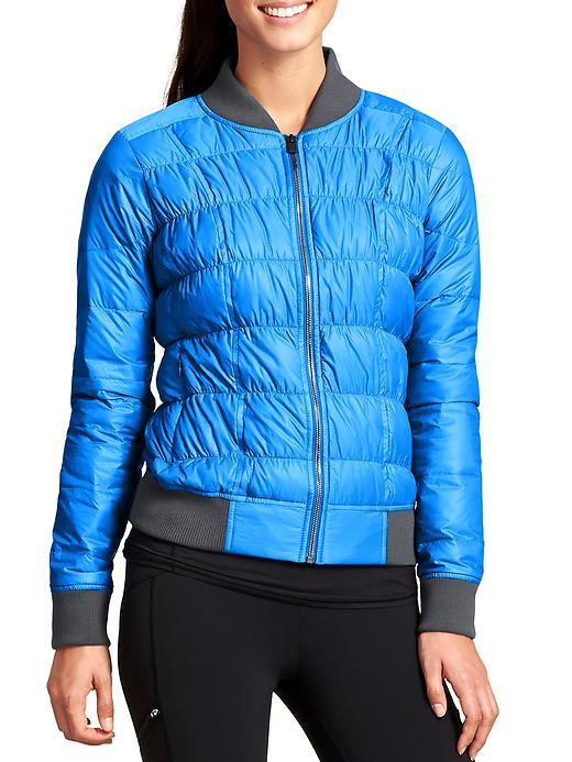 Athleta Womens Dobby Down Bomber Jacket Size Xl - Macaw Blue