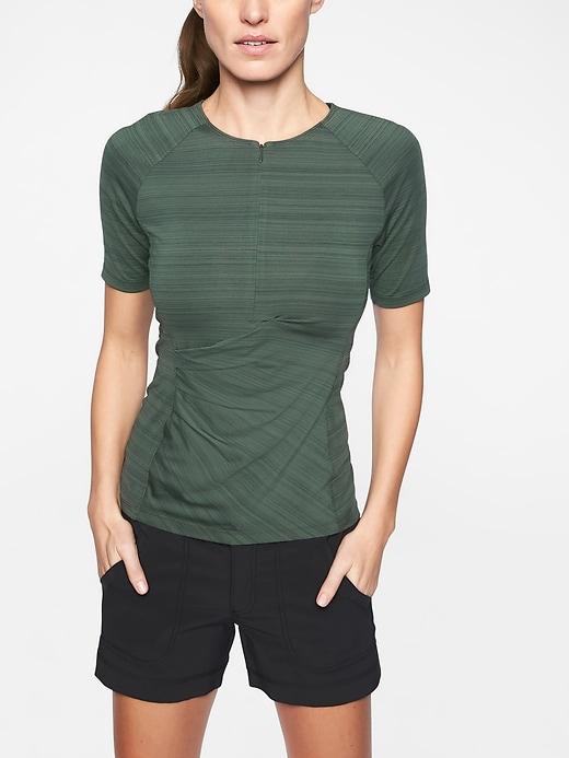 Athleta Womens Pacifica Wrap Front Tee Green Rapids Size Xs