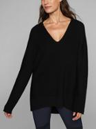 Athleta Womens Merino V&#45neck Sweater Black Size Xxs
