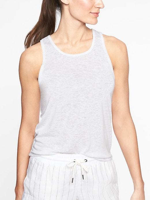 Athleta Womens Breezy Cutout Tank Bright White Size Xl