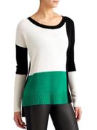 Athleta Womens Block Luxe Cashmere Sweater Size L - Viridian Green Color Block