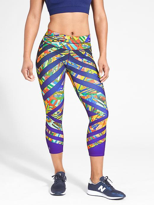 Athleta Womens Kaleidoscope Sonar Capri Size M Tall - Purple Paradise