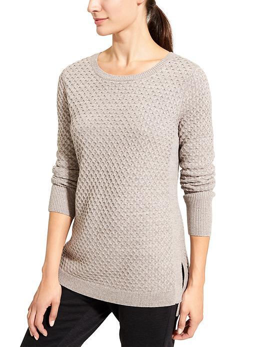 Athleta Womens Honeycomb Sweater Tunic Size M - Oatmeal Heather