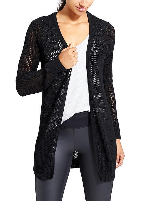 Athleta Womens Open Knit Wrap Size L - Black