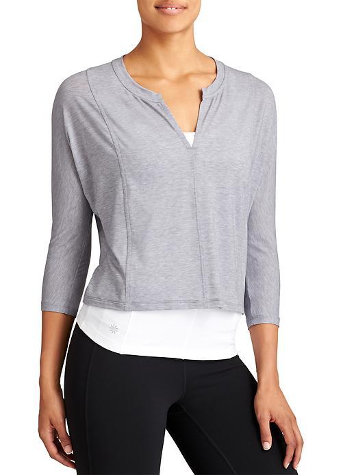 Athleta Womens Essence Boxy Top Size L - Light Grey Heather