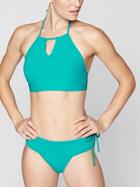 Athleta Womens High Neck Keyhole Bikini Top Teal Squeal Size Xxs