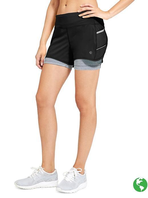 Athleta Womens Ready Set Go 2 In 1 Short 4&quot; Size L - Black