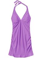 Athleta Womens Shirrendipity Halter Swim Dress Size S - Thistle Purple