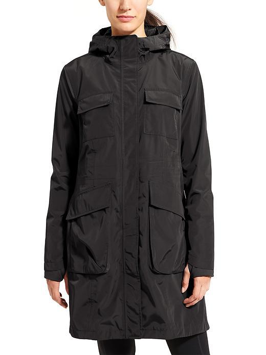 Athleta Womens Downpour Coat Size L Petite - Black
