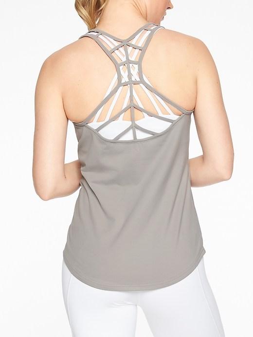 Athleta Womens Halasana Macrame Tank Silver Grey Size Xxs