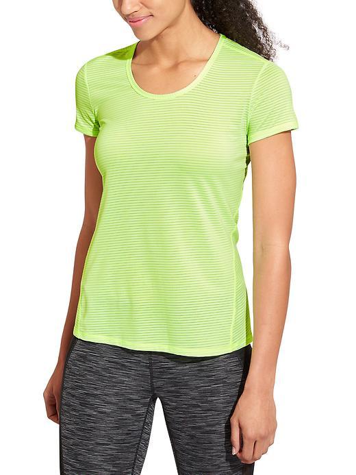 Athleta Womens Shadow Stripe Chi Tee Size S - Luminous Green