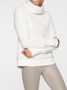 Athleta Womens Nirvana Sherpa Funnel Neck Sweatshirt Dove Size Xl