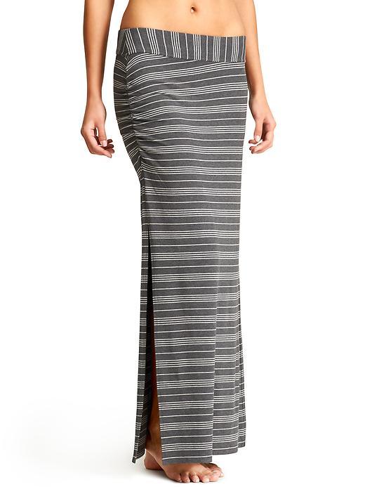 Athleta Womens Serafina Stripe Maxi Skirt Size M - Grey Heather