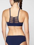 Athleta Womens Macrame High Neck Bikini Top Dress Blue Size L