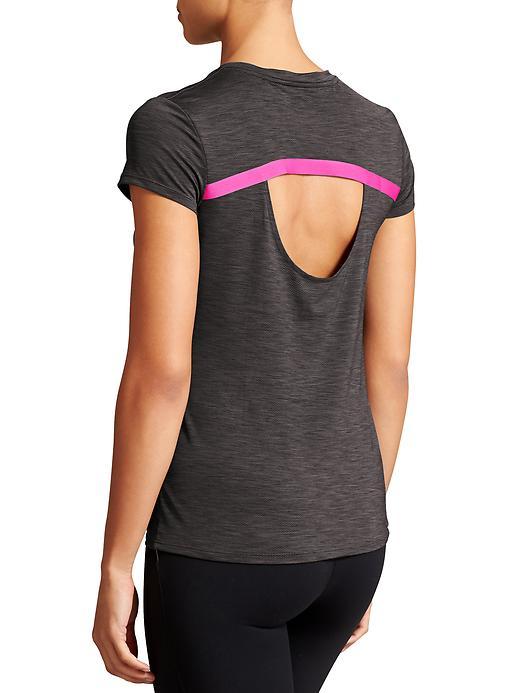 Athleta Womens Uppercut Tee Size L - Charcoal Heather/shocking Pink