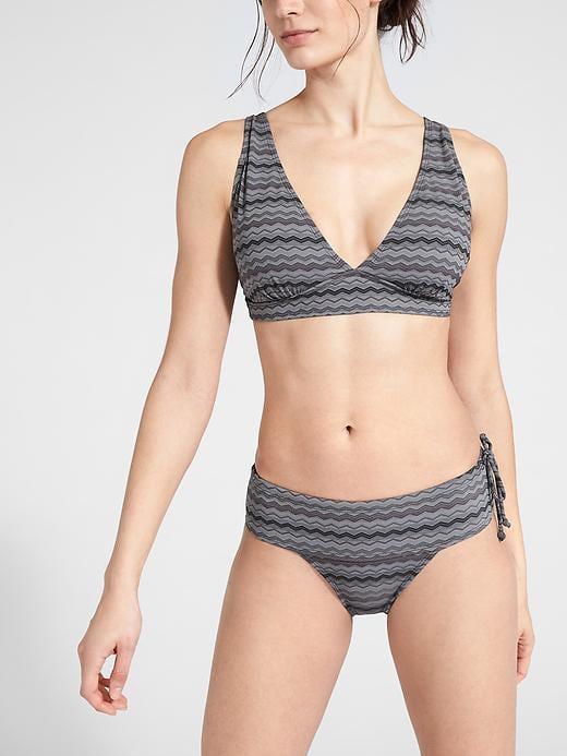 Athleta Womens Jacquard Plunge Bikini Size L - Black