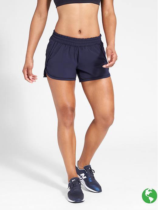 Athleta Womens Racer Run Short 4.5&quot; Size L - Navy