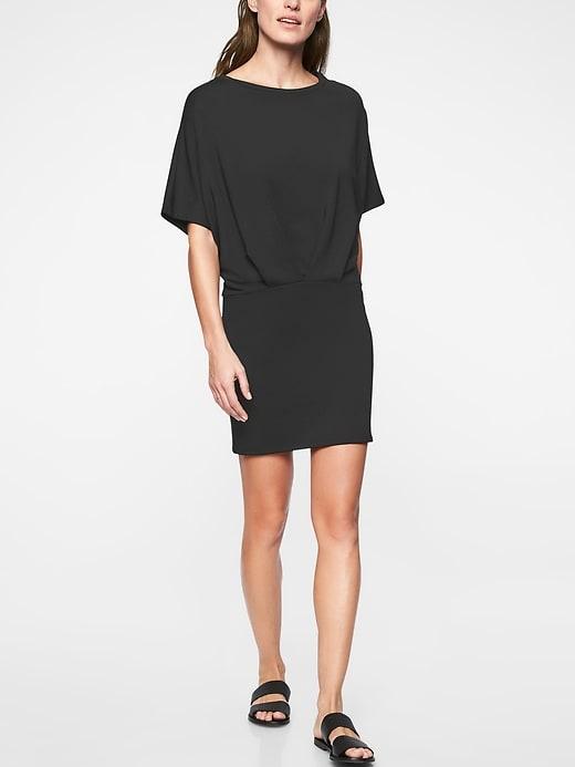 Athleta Womens Pronto Pleated Dress Black Size L
