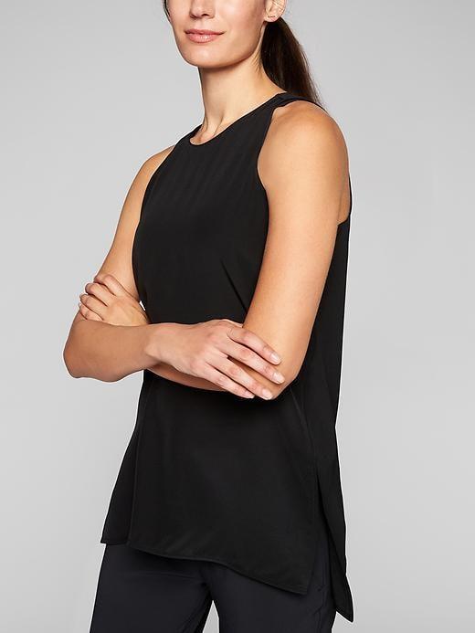 Athleta Womens Silk Side Slit Cya Tank Size L - Black